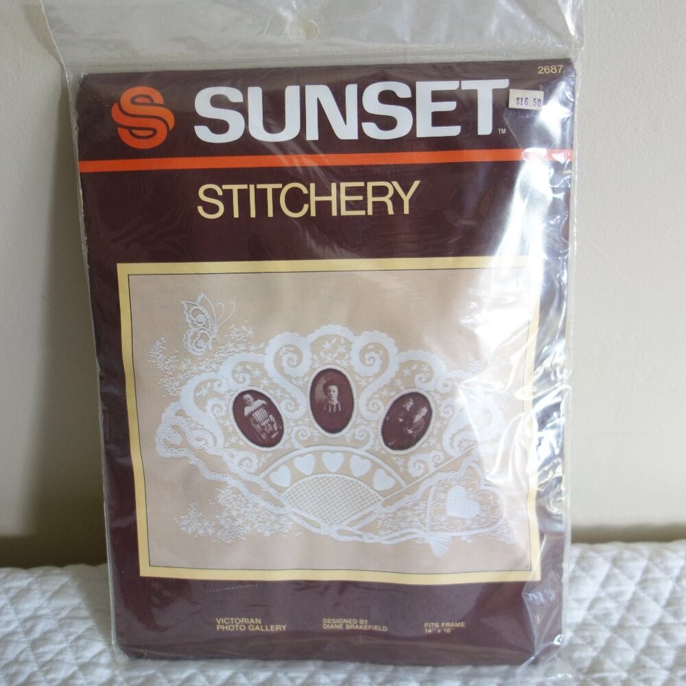 New / Sealed – SUNSET Stitchery Victorian Photo Gallery – Needlework Kit #2687